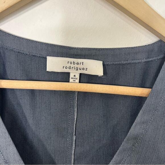 Robert Rodriguez Blue Gray A-Line Pleated Dress Size 4 - Picture 8 of 11